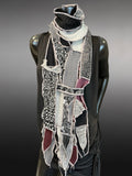 Hippie couture fabric scarf, free form scarf, bohemian fashion