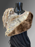 Luxury couture cowl with chichilla fur, Indie capulet, cosplay accessories, bohemian shoulder wrap