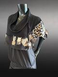 Freeform avant garde black pull/over poncho, designer crop sweatshirt