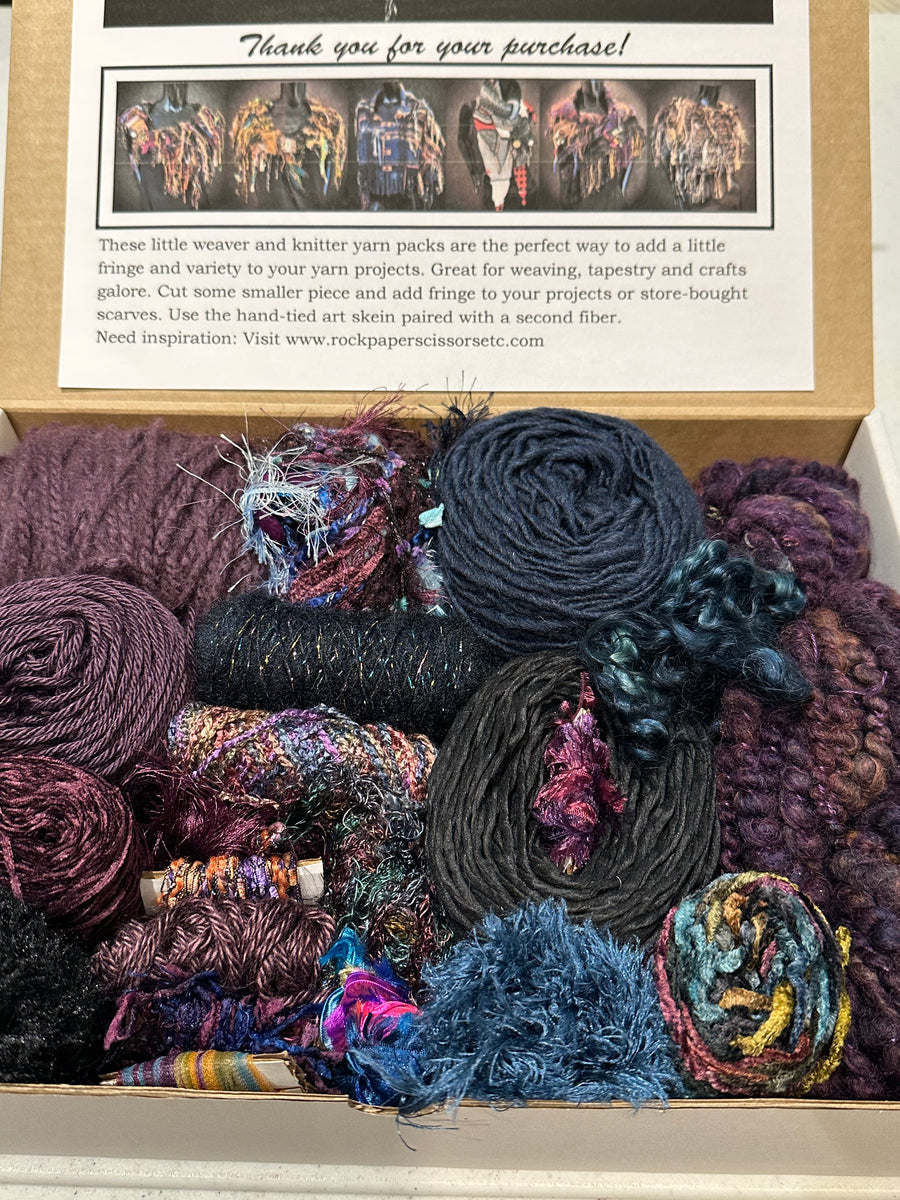 Knitting art yarn bundle, 1.5 lbs, fiber pack, weaving yarns, bulk