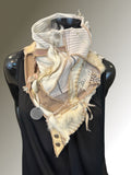 Upcycled couture beige ivory neck cowl, boho neckwarmer, eco-friendly fashion