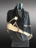 Freeform avant garde black pull/over poncho, designer crop sweatshirt