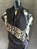 Freeform avant garde black pull/over poncho, designer crop sweatshirt