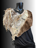 Luxury couture cowl with chichilla fur, Indie capulet, cosplay accessories, bohemian shoulder wrap