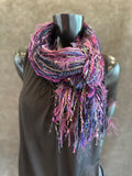 Boho Indie style art scarf,  purple blue jewel tone scarf, bohemian inspired fashion