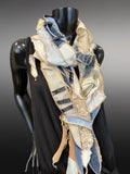 Boho couture fabric scarf, free form scarf, bohemian fashion