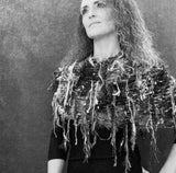 Boho Poncho in teal olive taupe,  hippie fringed Knit handmade Poncho, cowgirl style