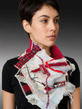 Eco-friendly Couture Neck Cowl in Red Black Plaid Boho Neckwarmer
