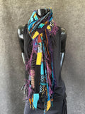 Pop culture vibrant color Boho fabric and yarn Scarf
