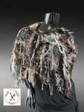Handmade Knit Poncho: Bohemian or Avant Garde Fringed shoulder wrap