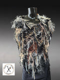 Handmade Knit Poncho: Bohemian or Avant Garde Fringed shoulder wrap