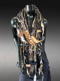 Boho Fabric Fringe Scarf Animal Print Artwear