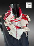 Eco-friendly Couture Neck Cowl in Red Black Plaid Boho Neckwarmer