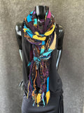 Pop culture vibrant color Boho fabric and yarn Scarf