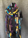 Pop culture vibrant color Boho fabric and yarn Scarf