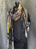 Boho Fabric Fringe Scarf Animal Print Artwear