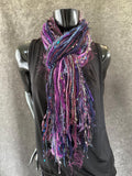 Handmade Boho Indie style art scarf in Purple blue jewel tone