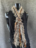 Boho style Scarf with cheetah print, Funky petite animal print scarf