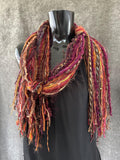 Boho style indie scarf in Autumn shades of burgundy rust brown