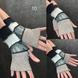 Fabric knit upcycled arm warmers, wrist cuffs, fabric fingerless gloves, upcycled sweater sleeves, arm warmers, Glovies - fingerless mittens