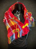 Pair of Handmade woven cowls with art yarns and clasp