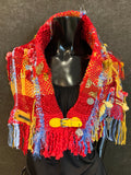 Pair of Handmade woven cowls with art yarns and clasp