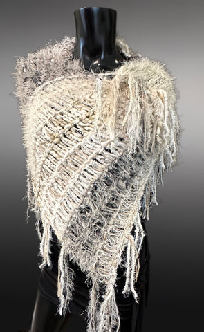 Knit Boho Chic Poncho in winter white, boho style clothing
