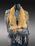 One of a Kind Luxury Red Fox Fur Statement Shawl | Artisan Fiber Art Collar Wrap, game of thrones collar