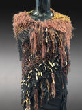 Bohemian knit Poncho, autumn color tribal shoulder wrap, Tribal style