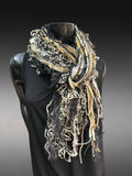 Boho style eclectic cheetah Scarf, Funky long animal print scarf