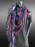 Shreds Fringie Scarf, street style scarf, purple blue scarf