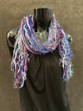 Boho Indie style short art scarf,  purple blue jewel tone scarf, bohemian inspired fashion