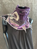 Street style couture purple neck cowl, eco-friendly fashion