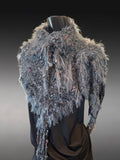 Hand knit Eclectic Cowl, charcoal gray faux fur luxury boho huntress cowl