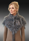 Hand knit Eclectic Cowl, charcoal gray faux fur luxury boho huntress cowl