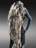 Poncho in neutral colors, Boho hippie fringed Poncho, shoulder wrap