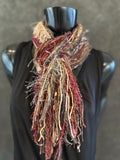 Boho style scarf in rich burgundy brown olive, funky scarves