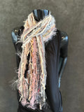 Fringie Yarn Scarf in cream pink black, boho fashion