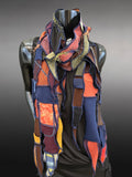 Hippie couture eclectic scarf, vibrant color scarf, bohemian fashion