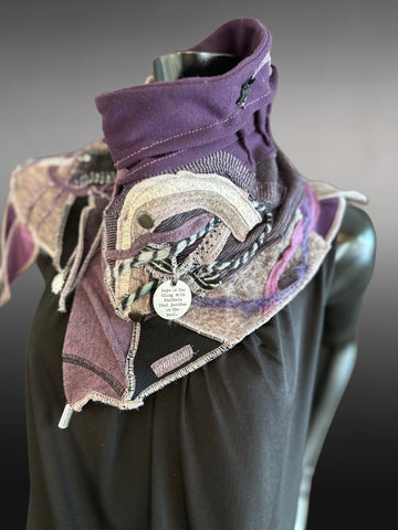 Street style couture purple neck cowl, eco-friendly fashion