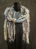 Bohemian style fashion scarf in blue jean tones, luxury art scarves