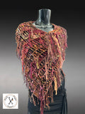 Knit boho statement poncho, fringed luxury artisan autumn color poncho, indie clothing