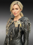 Luxury Textured Fringe Cowl with Leather Charm Detail – Wearable Art Fashion