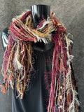 Pink bohemian style fringe scarf, cowgirl style, funky scarf