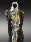 Street style Handmade Upcycled Boho Statement Scarf– Post-Apocalyptic avant garde Textile Art Scarf