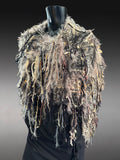 Poncho in neutral colors, Boho hippie fringed Poncho, shoulder wrap