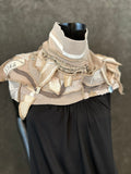 Upcycled couture taupe ivory neck cowl, eco-friendly fashion