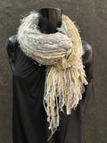 Bohemian style fashion Scarf in neutrals cream white, cowgirl fashion