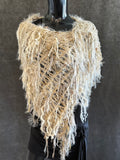 Knit Boho Chic Poncho in winter white and seafoam, boho style clothing