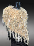 Knit Boho Chic Poncho in winter white and cream, boho style clothing